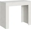 A white console table with a stone-like texture.
