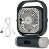 A portable Medion fan and its USB charging cable are displayed against a white background. Produktbild-Vorschau
