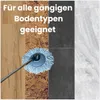 A mop head is shown against a background collage of different flooring types (wood, cork, tile, marble). Produktbild-Vorschau
