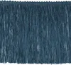 Fransenborte 155 mm in Stahlblau – Glänzendes Zierband für Kissen, Vorhänge & Boho Kleidung. Produktbild-Vorschau