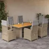 vidaXL 7-tlg. Garten-Essgruppe mit Kissen Beige Poly Rattan Produktbild-Vorschau 2