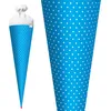 Bastel-Schultüte groß pazifikblau - weiße Punkte 70 cm - Produktbild-Vorschau 3