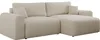 A beige boucle L-shaped sectional sofa with two throw pillows, shown against a white background. Produktbild-Vorschau