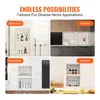 A collage of four images showcasing a niche product in different settings: a bathroom, a cabinet, a bookshelf, and a kitchen. Voir les images du produit