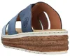 Das Bild zeigt einen flachen Schuh in der Farbe Blau der von der Seite betrachtet wird. Der Schuh hat eine klare und einfache Form mit einem minimalistischen Design. Produktbild-Vorschau