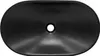 A top-down view of a black oval ceramic sink with a drain hole in the center. Náhľad obrázku produktu
