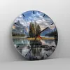 Wanduhr - Rund - Glasuhr - See Landschaft Natur - 30x30cm - Produktbild-Vorschau 4