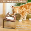 Erhöhter Katzennapf Set Keramik Holz, Futterstation Produktbild-Vorschau 3