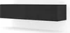 A black, wall-mounted TV cabinet with two doors, shown from a slightly angled front view against a white background. Náhľad obrázku produktu