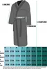 A diagram showing a bathrobe with measurements and a size chart. Produktbild-Vorschau