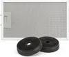 A range hood filter and two charcoal filters are shown against a white background. Náhľad obrázku produktu