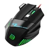 A black gaming mouse with green and blue accents and a red cable, shown from a slightly elevated angle against a white background. Produktbild-Vorschau