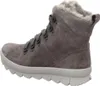 A side view of a gray suede boot with faux fur lining. Produktbild-Vorschau