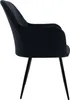 A side view of a black armchair with black metal legs, isolated on a white background. Produktbild-Vorschau