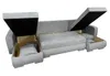 A grey U-shaped sectional sofa with its storage compartments open, revealing pillows inside. Náhled obrázku produktu