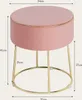 COSTWAY Velvet Rund Fußhocker Ottoman, Moderner Produktbild-Vorschau 2