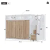 A diagram of a bunk bed with dimensions and features labeled. Voir les images du produit