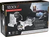 The image shows the packaging of a grill, with a lifestyle shot of people relaxing by a lake in the background. Produktbild-Vorschau