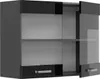 A modern, black and gray wall cabinet with glass doors and a drawer. Anteprima dell’immagine prodotto