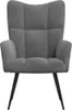 A front view of a dark gray velvet armchair with black metal legs, set against a white background. Voir les images du produit