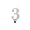 Sviečka číslo 3, strieborná metalíza 8 cm Náhľad obrázku produktu 1