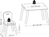 A diagram showing the dimensions of a children's table and chair set. Produktbild-Vorschau