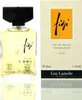 A bottle of Guy Laroche Fidji Eau de Parfum and its packaging are displayed side-by-side on a white background. Podgląd zdjęcia produktu