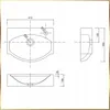 Technical drawing of a sink with dimensions. Podgląd zdjęcia produktu
