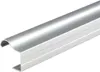 A close-up, angled view of a silver metal profile piece against a white background. Produktbild-Vorschau