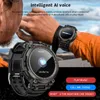A person wearing a smartwatch, with close-ups of the smartwatch screen showing AI voice features and example commands. Náhled obrázku produktu