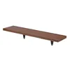 A brown wooden shelf with black brackets, isolated on a white background. Produktbild-Vorschau