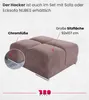 BroMARKT Samt Pouffe NUBES Sitzhocker Chromfüße 92x107x45cm Produktbild-Vorschau 4