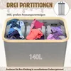 XINZI 140L Wäschekorb mit Deckel Wäschesammler 3 Fächer Produktbild-Vorschau 4