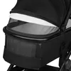 A close-up view of the bassinet of a black baby stroller. Produktbild-Vorschau