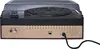 The back panel of a turntable with various ports and a power cord. Produktbild-Vorschau
