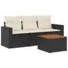 4-tlg. Garten-Sofagarnitur mit Kissen Schwarz Poly Rattan Produktbild-Vorschau 1