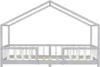 A light gray and white house-shaped bed frame with a slatted base, shown from the front on a white background. Náhled obrázku produktu