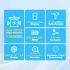 A grid of icons and text describing the features of an electric bicycle. Produktbild-Vorschau