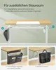 A desk with attached organizers and hooks, with close-up views of the organizer and hooks. Produktbild-Vorschau