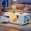Merax Hochglänzender LED-Couchtisch mit Schublade und 4 Produktbild-Vorschau 3