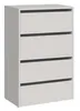 A white, four-drawer cabinet on a white background. Podgląd zdjęcia produktu
