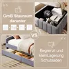 A collage showing two different bed storage solutions, comparing large under-bed storage with drawers. Voir les images du produit