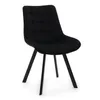 A black upholstered dining chair with tufted detailing and black metal legs, shown against a white background. Podgląd zdjęcia produktu