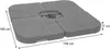 A gray umbrella base made of four interlocking pieces, with dimensions indicated. Produktbild-Vorschau