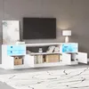 Merax Hochglanz TV-Schrank mit LED, TV Lowboard mit 4 Türen Produktbild-Vorschau 2