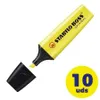 A yellow STABILO BOSS ORIGINAL highlighter with its cap off, placed on a white background. A yellow circle with '10 uds' is in the bottom right corner. Anteprima dell’immagine prodotto