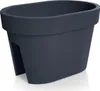 A dark gray oval planter designed to hang on a railing. Podgląd zdjęcia produktu