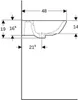 A technical drawing of a sink with dimensions indicated. Produktbild-Vorschau