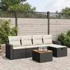 vidaXL 6-tlg. Garten-Sofagarnitur mit Kissen Schwarz Poly Produktbild-Vorschau 2