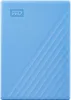 A blue Western Digital My Passport external hard drive is shown from the front on a white background. Produktbild-Vorschau